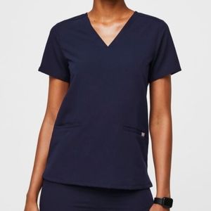 Figs Navy Blue Casma 3 Pocketed Scrub Top